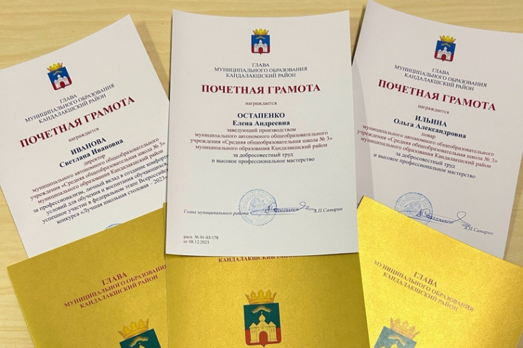 Заслуженные награды работникам школы.
